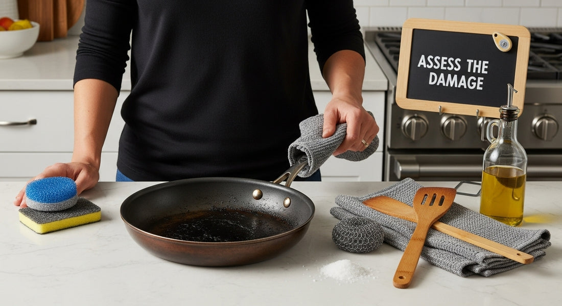 burnt carbon steel pan assessment