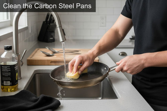 clean carbon steel pan