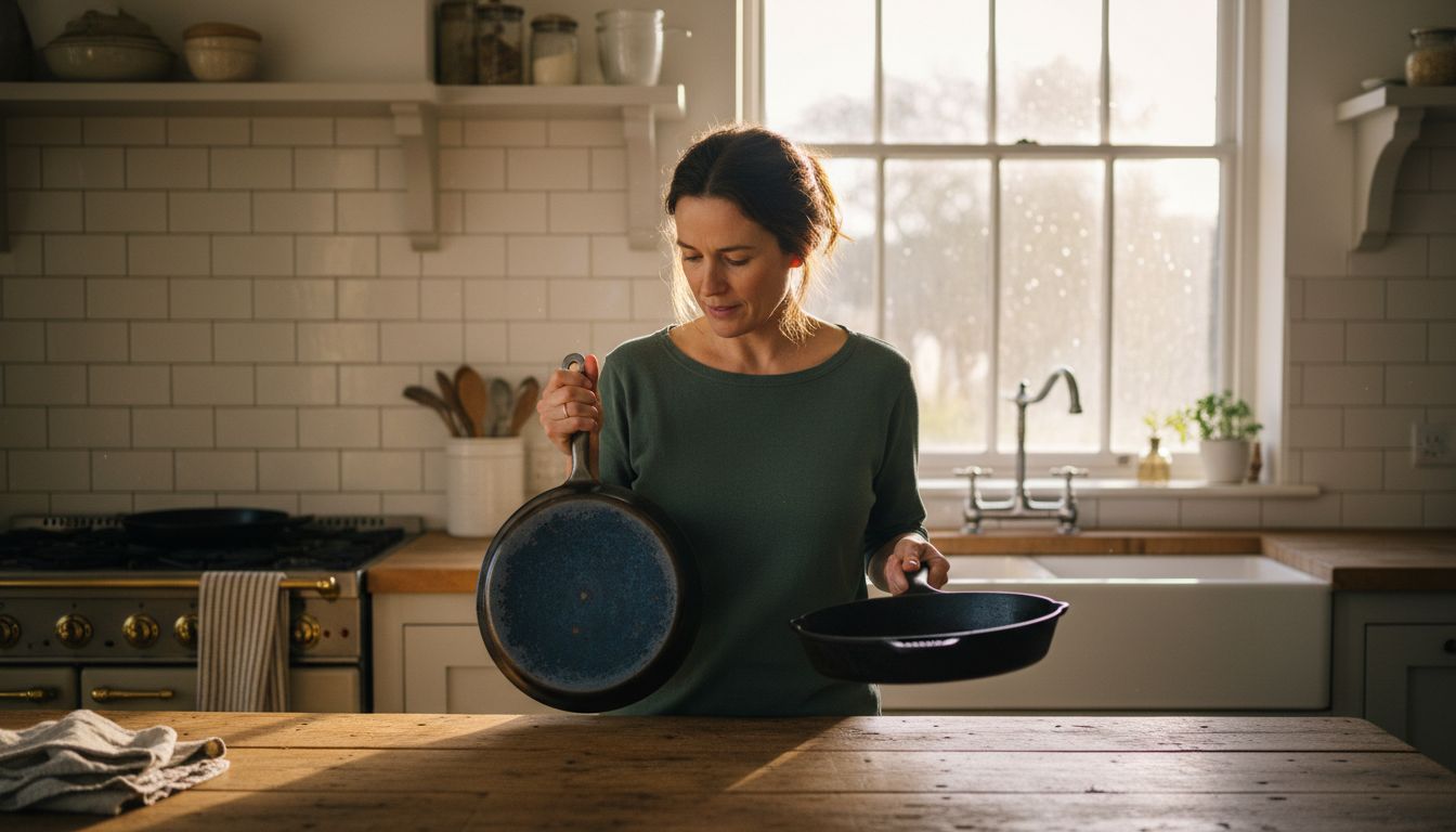 Cook compares carbon steel and cast iron pans