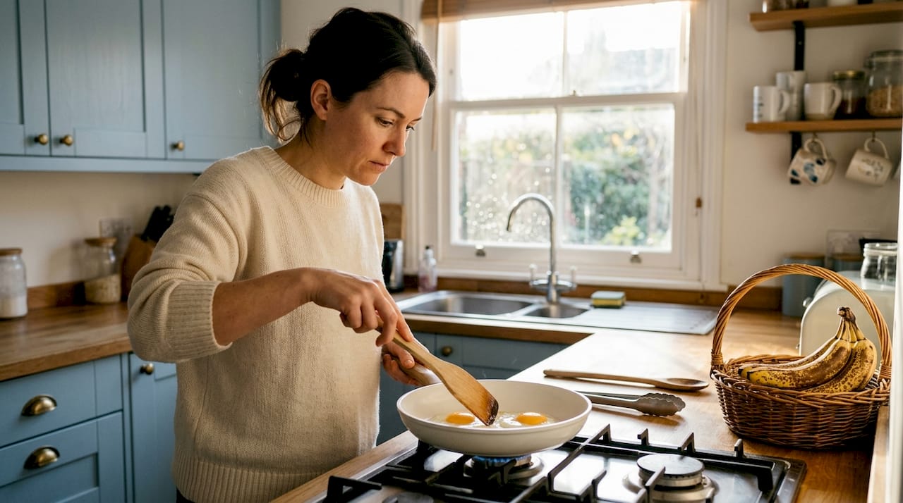 Cooking with ceramic pan on gas stove