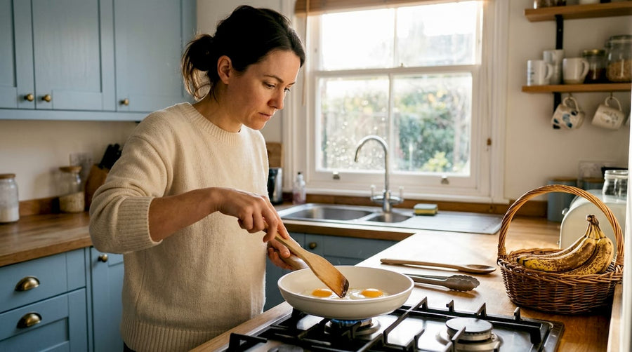 Cooking with ceramic pan on gas stove