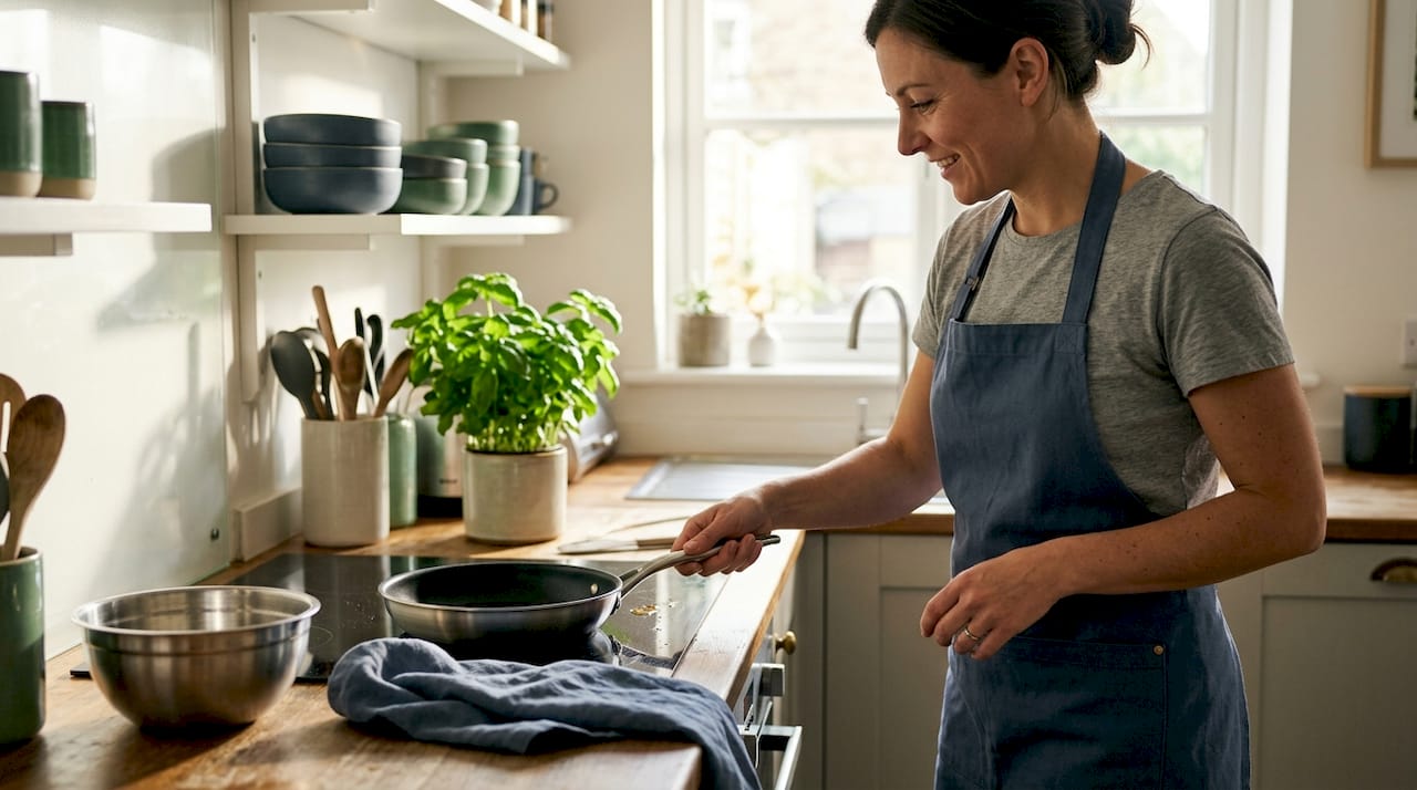 Home cook uses ergonomic frying pan