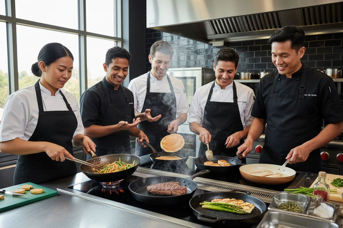 different frying pans chefs