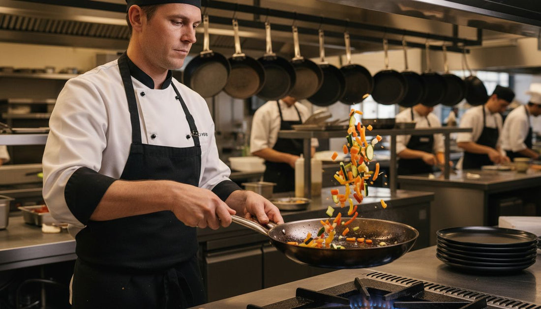 seasoned steel pan cooking