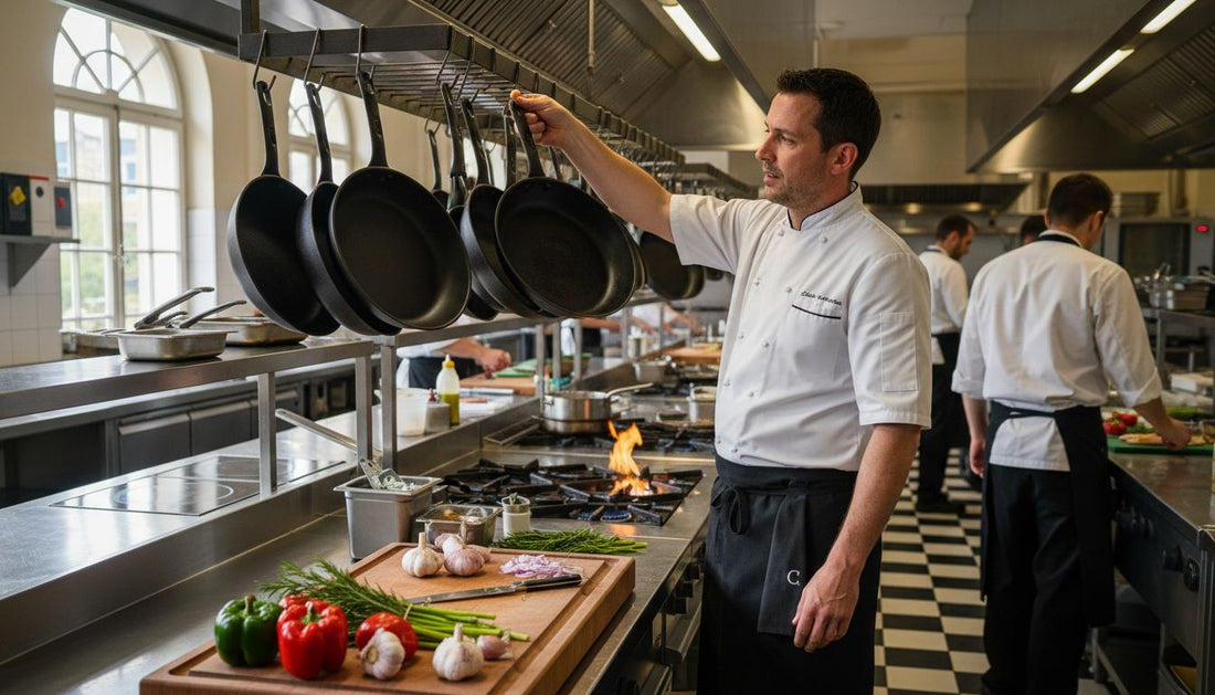 chef choosing cookware