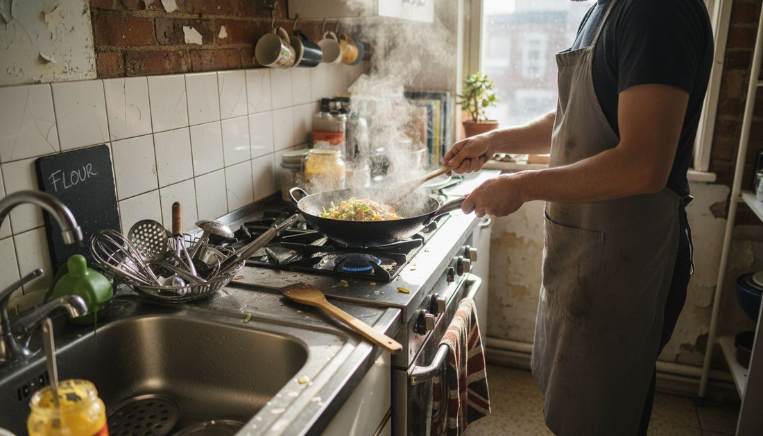 Cook using carbon steel wok on gas stove