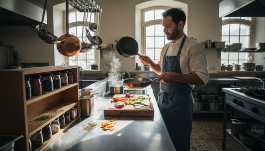 Chef compares carbon steel and aluminium pans