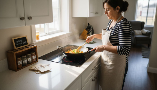 Home cook using induction cooktop