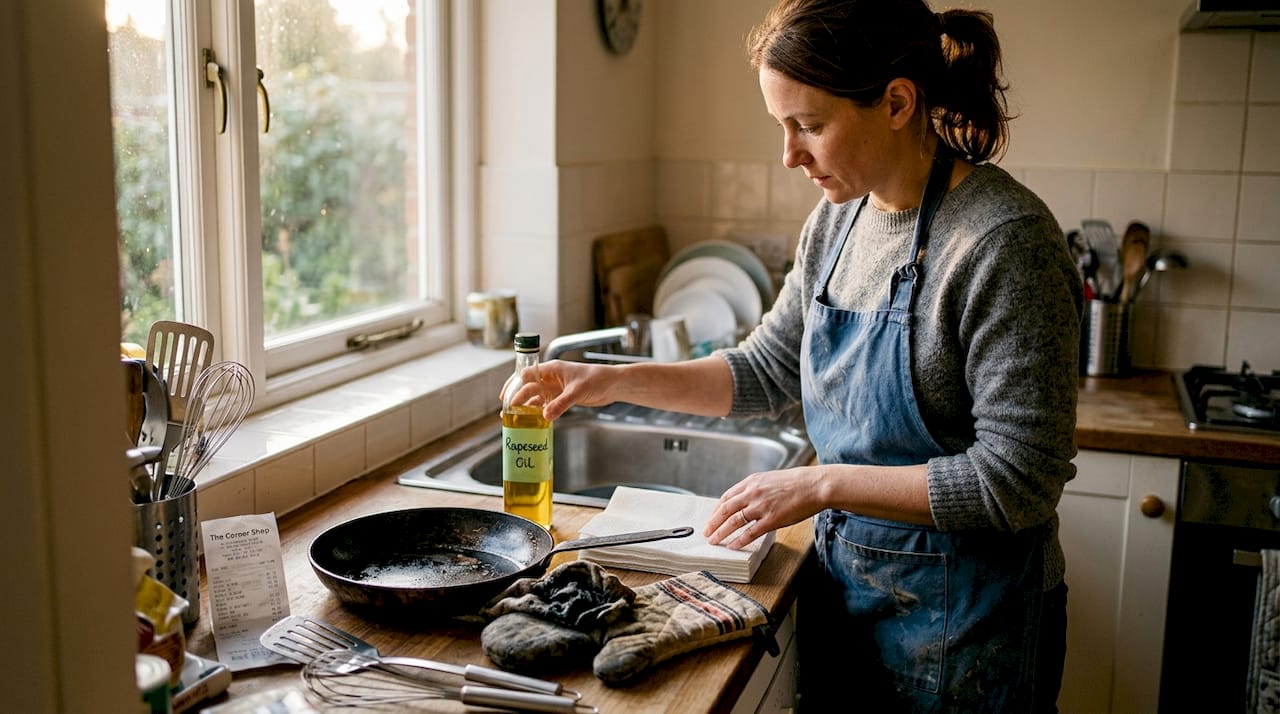 Cook preparing for seasoning process in kitchen