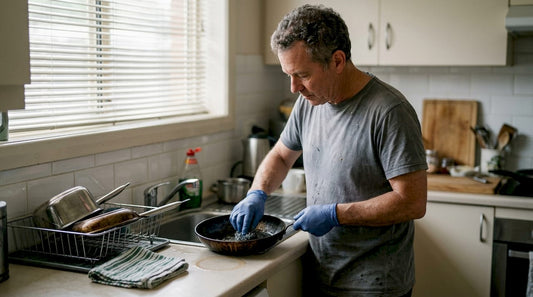 Home cook removing rust from pan