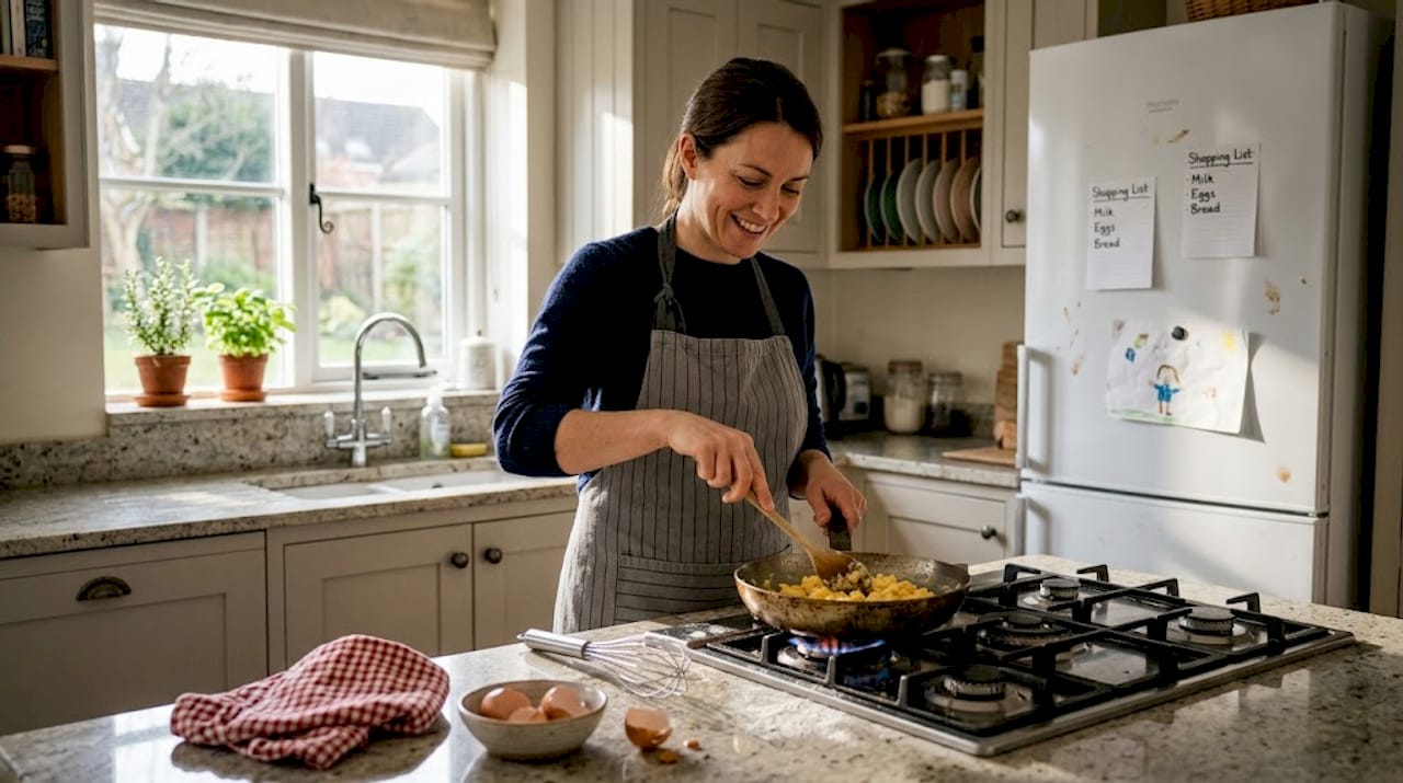 Home chef using forged aluminium pan on stove