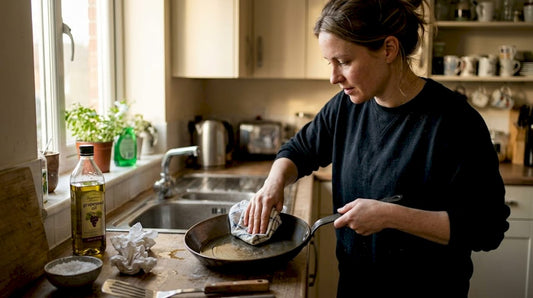 Home cook seasoning carbon steel pan