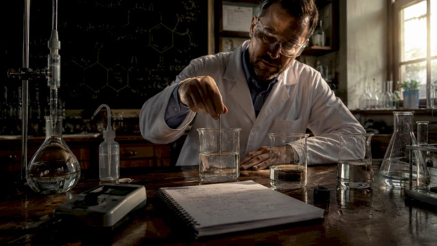 Chemist testing carbon steel oxidation in lab